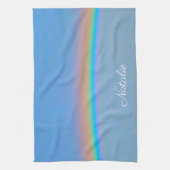 Gepersonaliseerde natuurlijke regenboog theedoek (Verticaal)