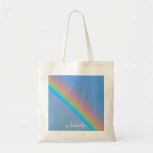 Gepersonaliseerde natuurlijke regenboog tote bag