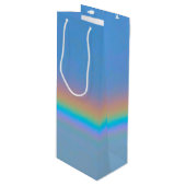 Gepersonaliseerde natuurlijke regenboog wijn cadeautas (Voorkant Gekanteld)