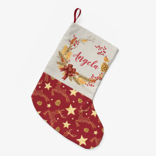 Gepersonaliseerde natuurlijke Rustic Wreath Deer Kleine Kerstsok