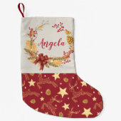 Gepersonaliseerde natuurlijke Rustic Wreath Deer Kleine Kerstsok (Voorkant)