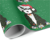 Gepersonaliseerde Naughty Bernedoodle Green Xmas Cadeaupapier (Rol Hoek)