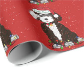 Gepersonaliseerde Naughty Bernedoodle Red Xmas Cadeaupapier (Rol Hoek)