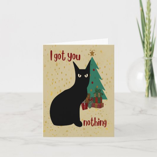 Gepersonaliseerde Naughty Funny Black Cat Kerstmis Feestdagen Kaart (Voorkant)