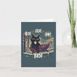 Gepersonaliseerde Naughty Funny Black Cat Kerstmis Feestdagen Kaart