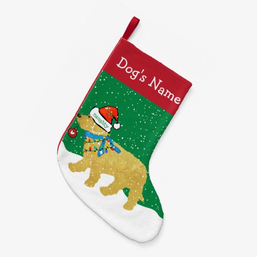 Gepersonaliseerde Naughty Kerstmis Goldendoodle Kleine Kerstsok (Voorkant (Hangend))