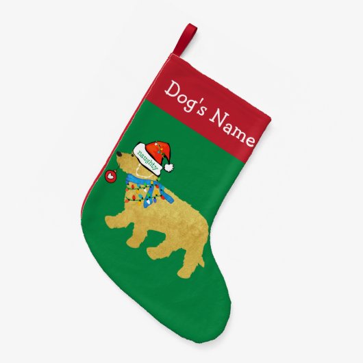 Gepersonaliseerde Naughty Kerstmis Goldendoodle Kleine Kerstsok (Voorkant (Hangend))