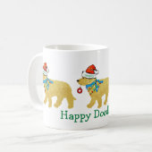 Gepersonaliseerde Naughty Kerstmis Goldendoodle Koffiemok (Voorkant links)