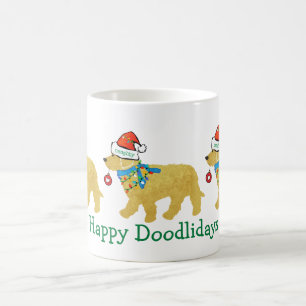 Gepersonaliseerde Naughty Kerstmis Goldendoodle Koffiemok