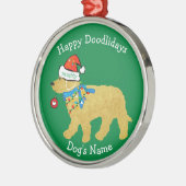 Gepersonaliseerde Naughty Kerstmis Goldendoodle Metalen Ornament (Links)
