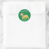 Gepersonaliseerde Naughty Kerstmis Goldendoodle Ronde Sticker (Tas)