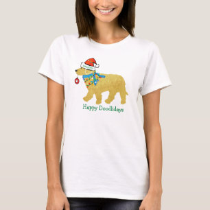 Gepersonaliseerde Naughty Kerstmis Goldendoodle T-shirt