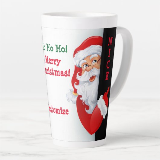 Gepersonaliseerde Naughty & Nice Santa Latte Mok (Rechterhoek)