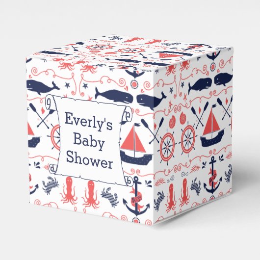 Gepersonaliseerde Nautical Baby shower geschenktas Bedankdoosjes (Voorkant Zijde)