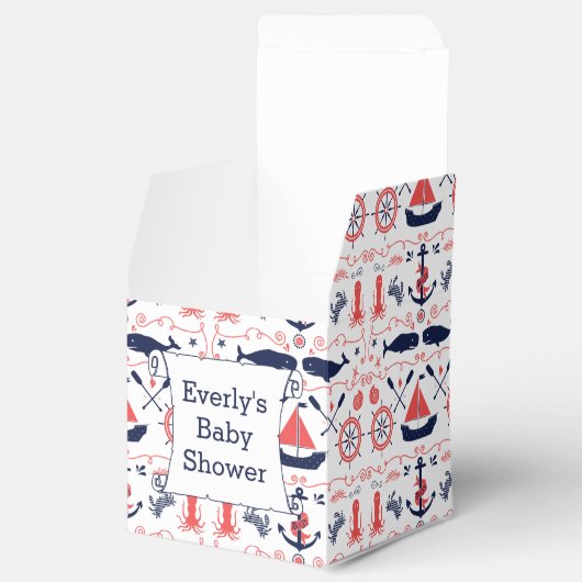 Gepersonaliseerde Nautical Baby shower geschenktas Bedankdoosjes (Geopend)