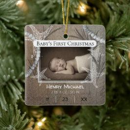 Gepersonaliseerde Nautical Baby's Eerste Kerstmis Keramisch Ornament