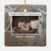 Gepersonaliseerde Nautical Baby's Eerste Kerstmis Keramisch Ornament (Achterkant)