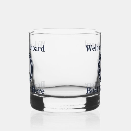 Gepersonaliseerde Nautical Boot Naam Anker Navy Bl Whisky Glas (Links)
