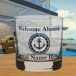 Gepersonaliseerde Nautical Boot Naam Anker Navy Bl Whisky Glas