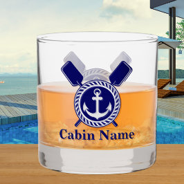 Gepersonaliseerde Nautical Boot Naam Anker Navy Bl Whisky Glas