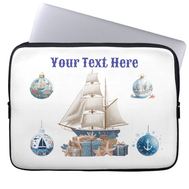 "Gepersonaliseerde Nautical Christmas Laptop Bag – Laptop Sleeve (Voorkant)