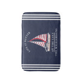 Gepersonaliseerde Nautical Lake House Marine Blauw Badmat (Voorkant Verticaal)