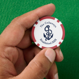 Gepersonaliseerde Nautical Navy Anker Custom Pokerchips