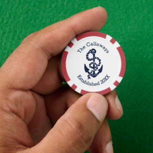Gepersonaliseerde Nautical Navy Anker Custom Pokerchips