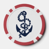 Gepersonaliseerde Nautical Navy Anker Custom Pokerchips (Achterkant)