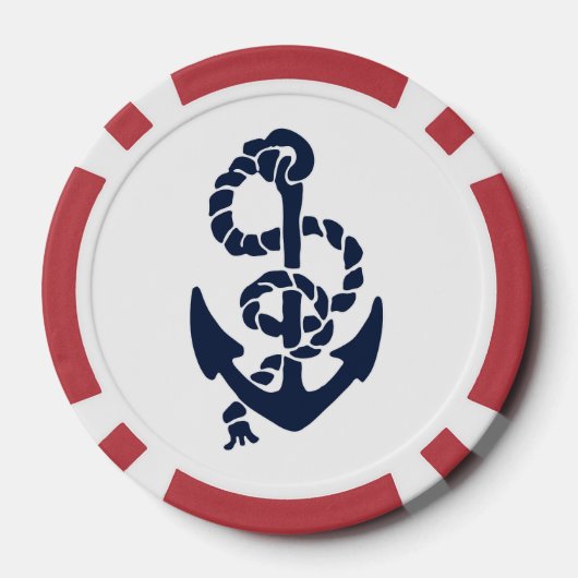 Gepersonaliseerde Nautical Navy Anker Custom Pokerchips (Achterkant)