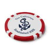 Gepersonaliseerde Nautical Navy Anker Custom Pokerchips (Bovenkant)