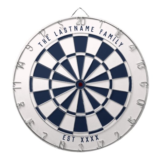 Gepersonaliseerde Nautical Navy Blue en White Dartbord (Voorkant)