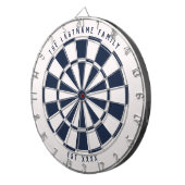 Gepersonaliseerde Nautical Navy Blue en White Dartbord (Voorkant Rechts)