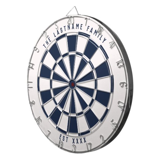 Gepersonaliseerde Nautical Navy Blue en White Dartbord (Voorkant Rechts)