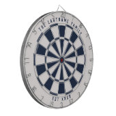 Gepersonaliseerde Nautical Navy Blue en White Dartbord (Voorkant Links)