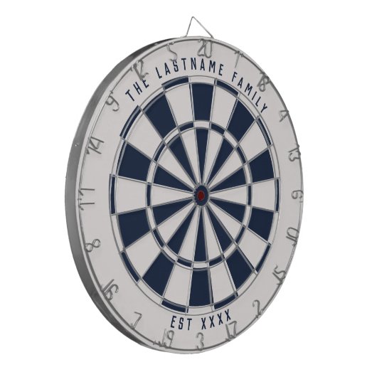 Gepersonaliseerde Nautical Navy Blue en White Dartbord (Voorkant Links)