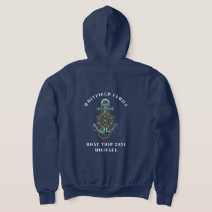 Gepersonaliseerde nautische anker familie kustreis hoodie