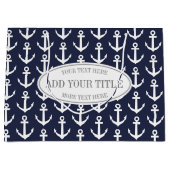 Gepersonaliseerde nautische anker print grote gesc groot cadeauzakje (Voorkant)