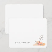 Gepersonaliseerde nautische anker Starfish Note Ka Notitiekaartje (Voorkant / Achterkant)