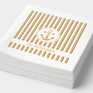 Gepersonaliseerde nautische ankerstrepen folie servetten