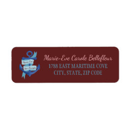 Gepersonaliseerde nautische blauwe anker bruiloft etiket