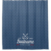 Gepersonaliseerde Nautische Boot Naam Gebreid patr Douchegordijn (Voorkant)