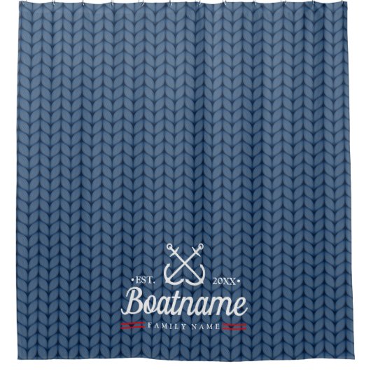 Gepersonaliseerde Nautische Boot Naam Gebreid patr Douchegordijn (Voorkant)