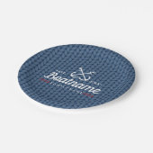 Gepersonaliseerde Nautische Boot Naam Gebreide Wol Papieren Bordje (Gekanteld)