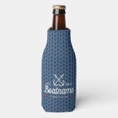 Gepersonaliseerde Nautische Bootnaam Winterwol Flesjeskoeler (Fles Voorkant)