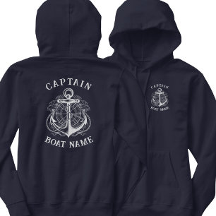 Gepersonaliseerde Nautische Kapitein Bootnaam Anke Hoodie