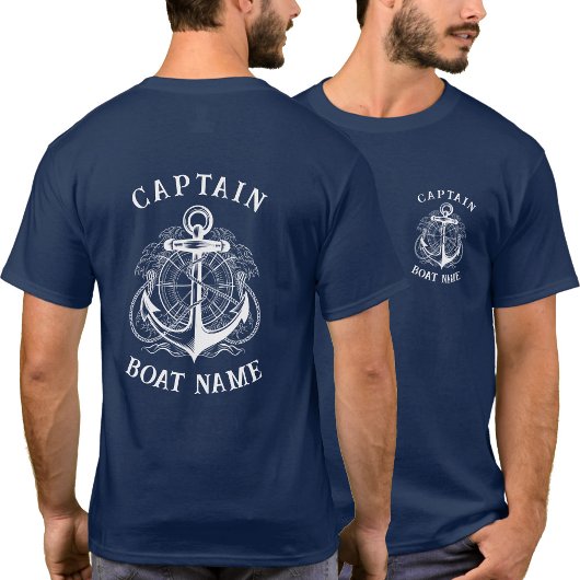 Gepersonaliseerde Nautische Kapitein Bootnaam Anke T-shirt