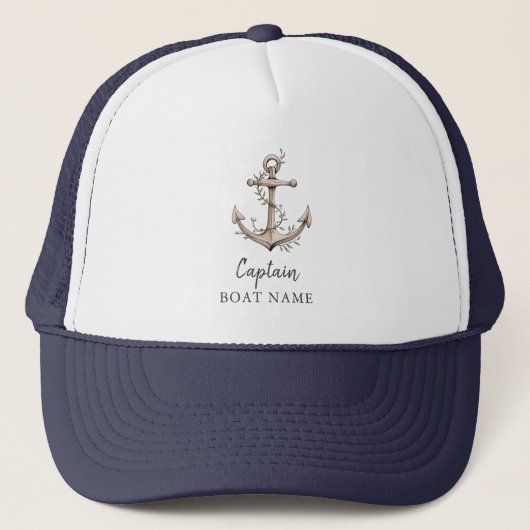 Gepersonaliseerde Nautische Kapitein Bootnaam Anke Trucker Pet (Voorkant)
