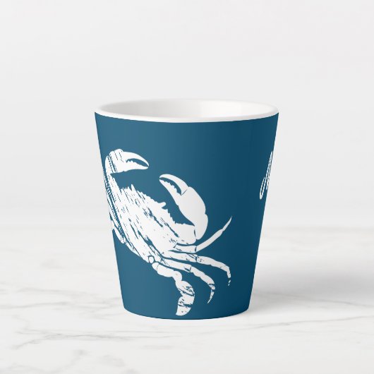 Gepersonaliseerde nautische krab latte mok (Voorkant)