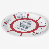 Gepersonaliseerde nautische partij zeilboot papieren bordje (Gekanteld)